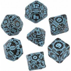 Set de 7 dados Tech Black-Blue