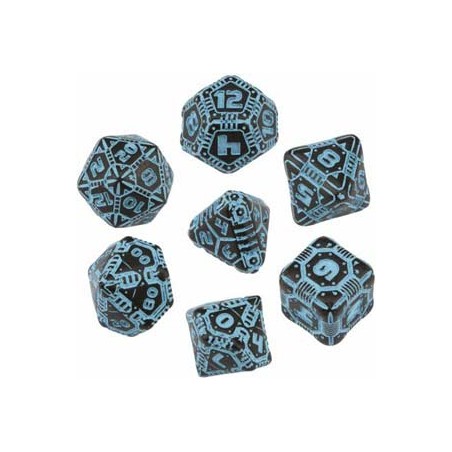 Set de 7 dados Tech Black-Blue