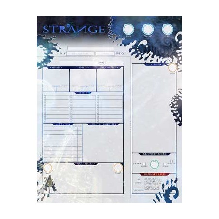 The Strange: Character Sheets