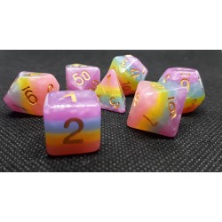 Set 7 dados Creamy: Rainbow