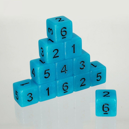 Dados D6 acrílicos azules...